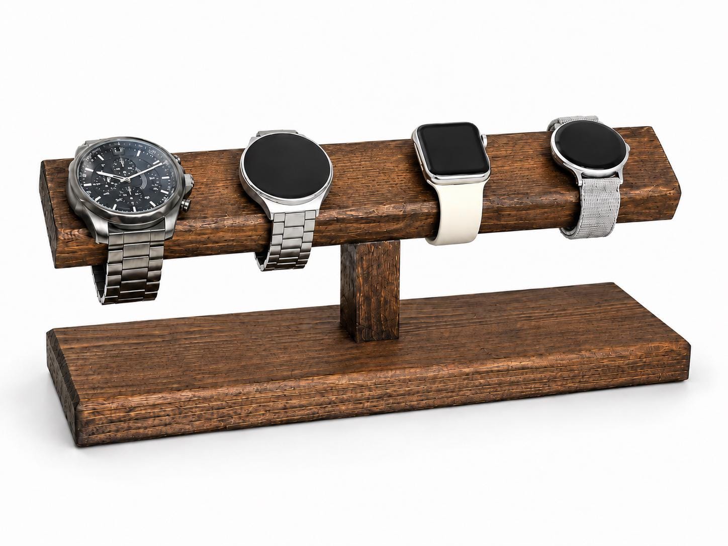 Personalized Rustic Wooden Watch Stand, Handmade Organizer Display for…