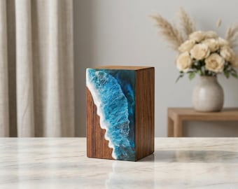 Urna funeraria artesanal de palisandro / Caja de cremación para cenizas humanas / Recuerdo conmemorativo para cenizas de mascotas / Almacenamiento de urnas personalizadas grabadas para entierro.