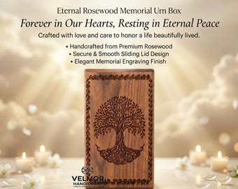 Urna conmemorativa de palisandro hecha a mano / Caja de recuerdos para cenizas humanas o de mascotas