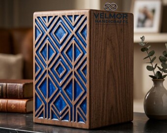 Urna funeraria para cenizas humanas / Urna personalizada con incrustaciones de resina para entierro / Recuerdo conmemorativo para mascotas / Urna de madera personalizada / Regalo funerario.