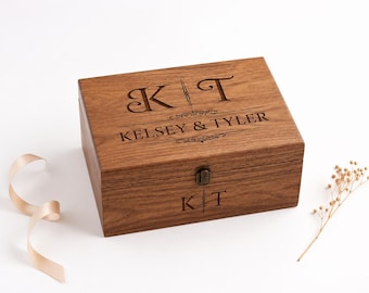 Personalized Wooden Keepsake Box, Engraved Wedding Memory, Wood Storage Gift Box