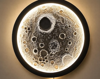 3D Moon Wall Lamp, Realistic Lunar LED Night Light, Celestial Bedroom Decor