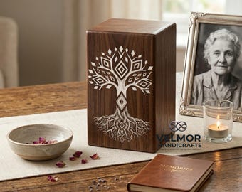 Urna funeraria artesanal de palisandro / Recuerdo conmemorativo de cremación / Urnas para entierro / Cajas para cenizas humanas / Urna personalizada con incrustaciones de resina