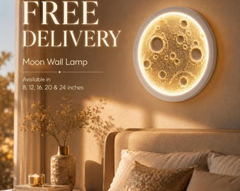3D Moon Wall Lamp, Realistic Lunar Surface, Warm Ambient Light, Nursery Decor
