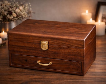 Houten herdenkingsdoos met lade | Met fluweel beklede herinneringsdoos voor geliefde