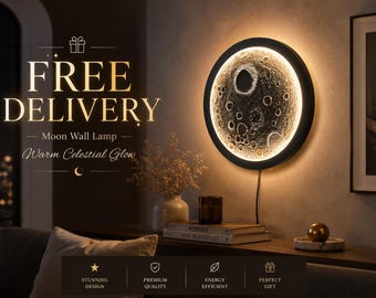 3D Moon Wall Lamp, Realistic Lunar LED Night Light, Celestial Bedroom Decor