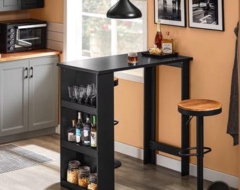 Tavolo da bar moderno per cucina con ripiani portaoggetti, bancone per la colazione compatto, tavolo da pranzo per piccoli spazi, mobile bar per la casa, contenitore a 3 livelli