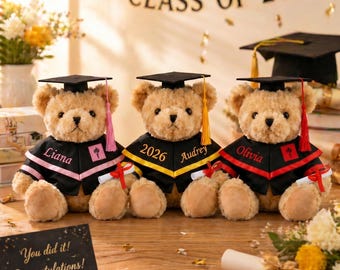Personalized Graduation Teddy Bear | Custom Name & Year Grad Bear | Class of 2026 Gift | Graduation Stuffed Animal