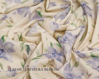 Linen Viscose Fabric by the yard, Toscana Print Korean Fabric, 135cm Wide
