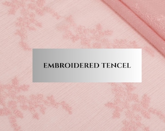 Embroidered Tencel Fabric, Korean Floral Tulle, Soft Ethereal Textile, 59" Wide