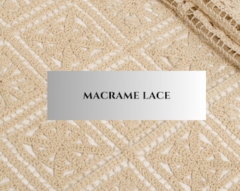 Geometric Macrame Lace Fabric, Beige Cotton Blend by Yard, 120cm Wide