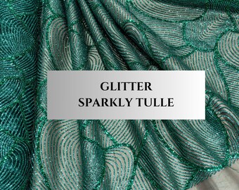 Glitter Fabric, Turkish Sparkly Tulle for Prom Dress, Geometric Glitter Mesh Lace, Shiny Evening Gown Fabric