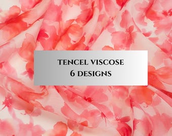 Korean Tencel Viscose Fabric, 6 Watercolor Floral Prints, Vegan Silk Dress Material, Zimmerman Style
