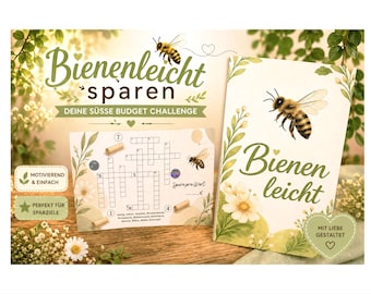 Budget Challenge Bienen | Sparspiel Dreier Klappkarte |  Rubbeln | Geld sparen Challenge | Geschenkidee