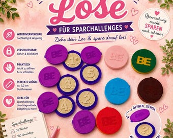 Sparchallenge Lose zum Öffnen | Wiederverwendbar | Budgeting | Cash Stuffing | 3D gedruckt