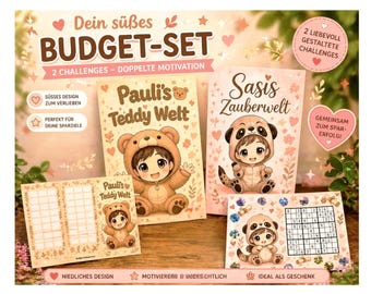 Budget Challenge Set | Sparspiel mit Rubbeln & Würfeln | Dreier Klappkarte Geld sparen | Sparziel Tracker | Geschenkidee