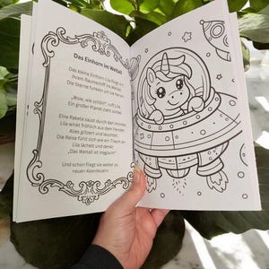 Einhorn Ausmalbuch für Kinder mit Mini-Geschichten-Malbuch Einhorn Lila- Kreativset mit Kratzbildern & Stiften- Geschenk für Mädchen afbeelding 3