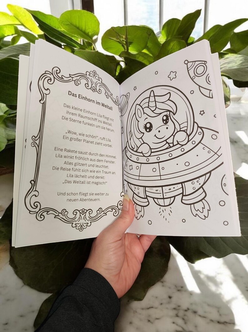 Einhorn Ausmalbuch für Kinder mit Mini-Geschichten-Malbuch Einhorn Lila- Kreativset mit Kratzbildern & Stiften- Geschenk für Mädchen afbeelding 3
