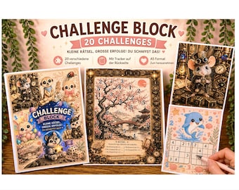 Budget Challenge Block A5 | 20 Spar Challenges mit Tracker | Abreißblock Geld sparen | Sparspiel mit Rätseln | Motivation sparen