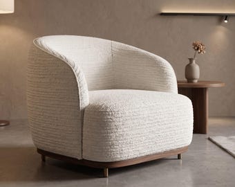 White Boucle Fabric by Meter, Heavy Cotton Blend Upholstery Cloth, Textured Ivory Sofa Material