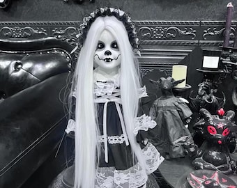 Dark Gothic Skeleton Clown Doll Handmade Horror Prop