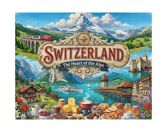 Switzerland Puzzle, Switzerland Destination Keepsake Jigsaw, Swiss Alps Travel Gift Souvenir