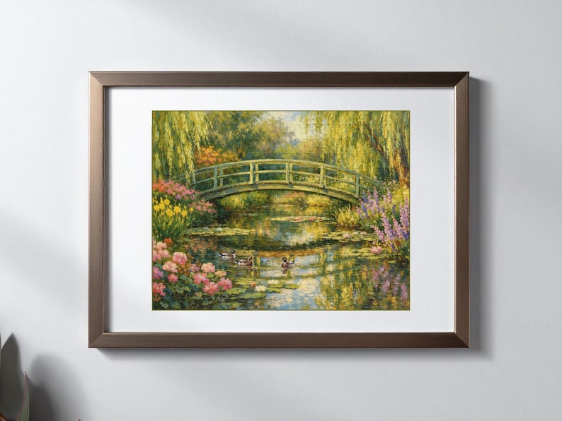 Monet Style Water Lily Puzzle, Impressionist Garden Bridge Jigsaw ...