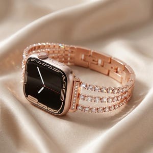 NEW Diamond Crystal Gold Luxury Apple Watch Band Women Diamond Strap for Apple Watchband 7 6 5 Luxury Bling  main image 3