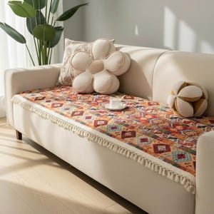 Boho Quilted Sofa Cover Non Slip Thick Couch Protector All Season Decor