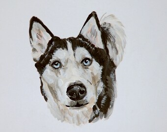 Custom pet portrait gouache  watercolor on paper