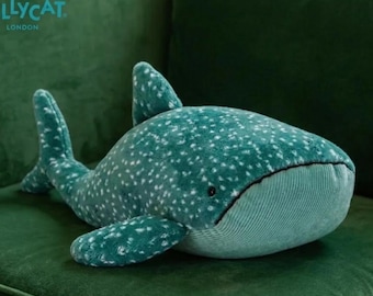 Peluche de tiburón ballena Jellycat de 40 cm – Juguete suave Godfrey, peluche de animal marino, regalo para bebés, regalo para amantes de los tiburones.