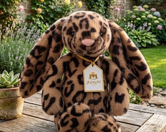 Jellycat Cobblehop Leopard Bunny Plush – Baby Stuffed Toy + Dust Bag (New with Tags)