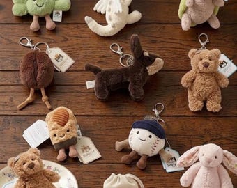 Jellycat Amuseables Plush Toy Bundle Set of 10 | Cute Soft Stuffed Animals Keychains | Kawaii Gift for Kids, Collectors, Birthday Gift