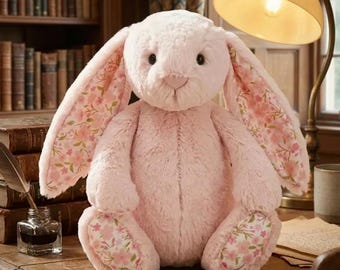 Jellycat Blossom Blush Bunny Plush 31 cm – Soft Pink Floral Stuffed Rabbit Toy, Cute Bunny Plushie Gift for Kids, Baby Shower Gift.