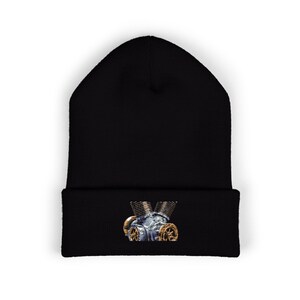 Supercharger Blower | Embroidered Classic Cuffed Beanie | AimaxOps — Engine Art Petrolhead Gift