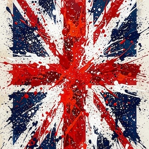 Union Jack Flag X2 (A3) Oil & Paint Spatter