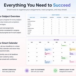 Assignment Tracker Pro | Google Sheets Student Planner (Digital Download) image 3