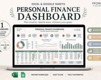 Google Sheets Budget Planner | Personal Finance Dashboard (Digital Download)