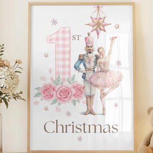 Baby Girl My First Christmas Nursery Wall Set of 3 Wall Art, Nutcracker Gift,  Digital Download