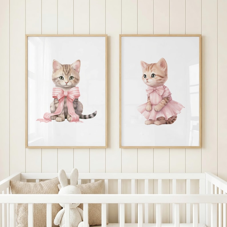 First Birthday Girl Decorations Set Of 6 Cute Kitten Wall Art Pink Cat first-birthday-girl-decorations-set-of-6-cute-kitten-wall-art-pink-cat