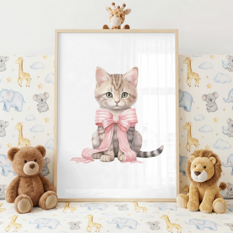 First Birthday Girl Decorations Set Of 6 Cute Kitten Wall Art Pink Cat first-birthday-girl-decorations-set-of-6-cute-kitten-wall-art-pink-cat
