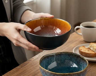 Ceramic Ramen Bowl – Special Shape, Restaurant Style Tableware, Minimalist Fruit Bowl