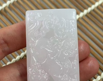 White Jade Pixiu Pendant Relief Carving Amulet Unisex Necklace Fortune Charm Random shipping