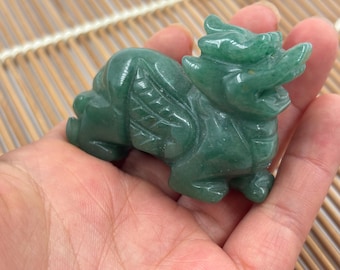Jade Qilin Feng Shui Sculpture Traditional Auspicious Beast Study Entryway Blessing Wealth Decor