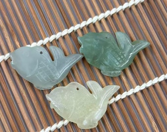 1piece Natural Jade Fish Pendant Hand Carved Stone Charm DIY Jewelry Accessory Random shipping
