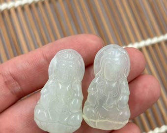 1piece Natural Xiu Jade Guanyin Pendant Hand Carved Amulet Necklace Charm Random shipping