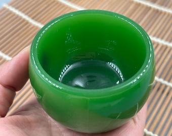 Green Jade Style Tea Cup Translucent Finish Tea Ceremony Cup Daily Drinkware
