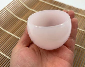 Pink Jade Style Glass Tea Cup Translucent Finish Daily Tea Drinkware