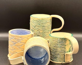 Handmade Ceramic Mugs Stoned – Sky & Sea Collection