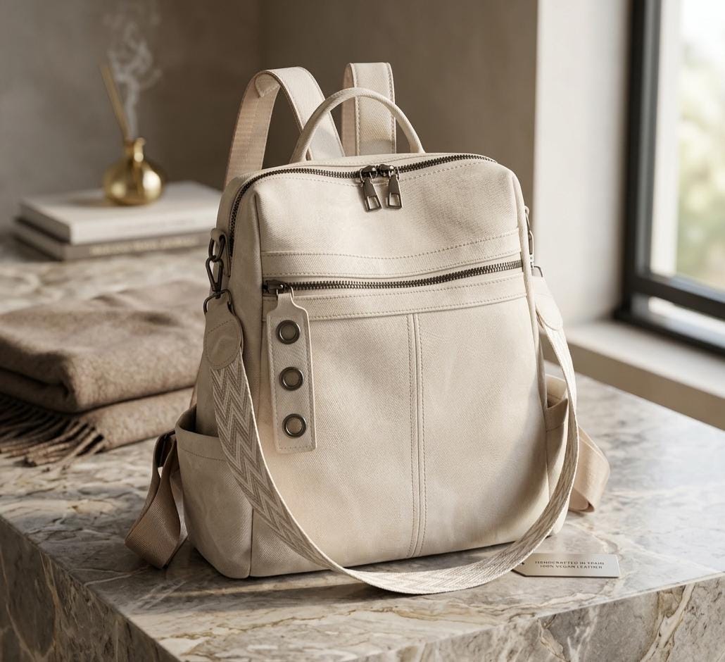 Cream Convertible Backpack - Etsy display picture 2